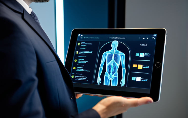 A calm professional in a modest business suit is attentively interacting with a secure digital AI psychologist interface on a tablet. The setting is a clean, modern office with soft, ambient lighting, emphasizing data privacy and trust. The screen displays subtle visual cues of secure encryption and confidentiality. The subject exhibits a thoughtful and engaged expression. Perfect anatomy, correct proportions, natural pose, well-formed hands, proper finger count, natural body proportions, professional photography, high resolution, detailed, studio lighting, fully clothed, appropriate attire, safe for work, appropriate content, professional, family-friendly.