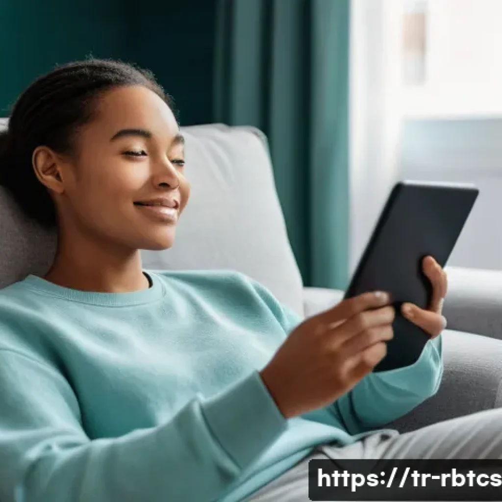 로봇 심리상담의 심리적 지원 시스템 - **Prompt 1: Accessible Digital Support at Home**
A young person, around 20-25 years old, sits co...