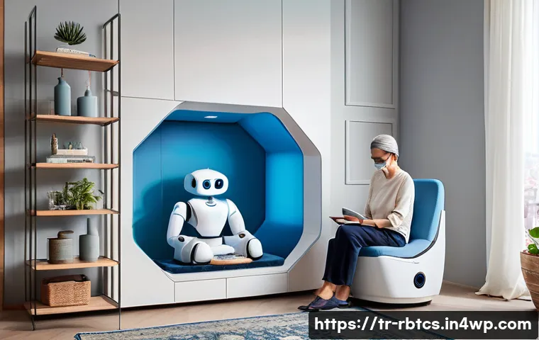 로봇 심리상담과 성격 유형 분석 - A modern therapy room in Istanbul featuring a friendly social robot engaging empathetically with a m...