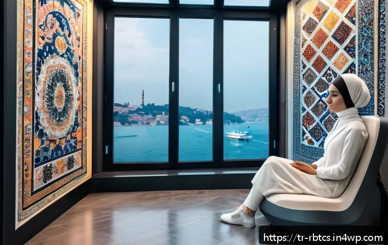 로봇 심리상담의 기술적 접근 방식 - A futuristic therapy room in Istanbul featuring a sleek humanoid robot therapist sitting across from...