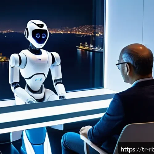 Home 30 로봇 심리상담의 혁신적인 치료 기법 - A futuristic therapy room in Istanbul featuring a humanoid robot therapist with a friendly, empathet...