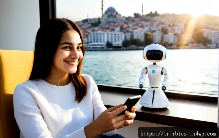 로봇 심리상담의 사용자 만족도 조사 - Photorealistic modern counseling lounge in Istanbul, a friendly small humanoid therapy robot sitting...